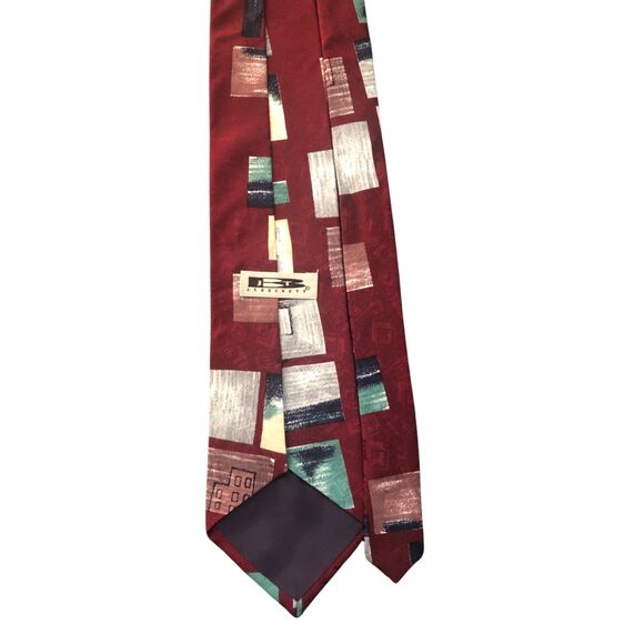J.T. Beckett Silk Tie Abstract Buildings Business Necktie Career Red Blue Green - Picture 3 of 7